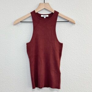 Madewell Brown Ribbed Tank Top | Slim Fit Stretch | Basic Casual